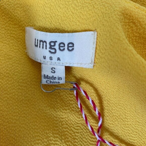 Umgee USA Small Yellow Cold Shoulder 1/2 Sleeve Top Cotton Polyester Blend - Picture 5 of 6